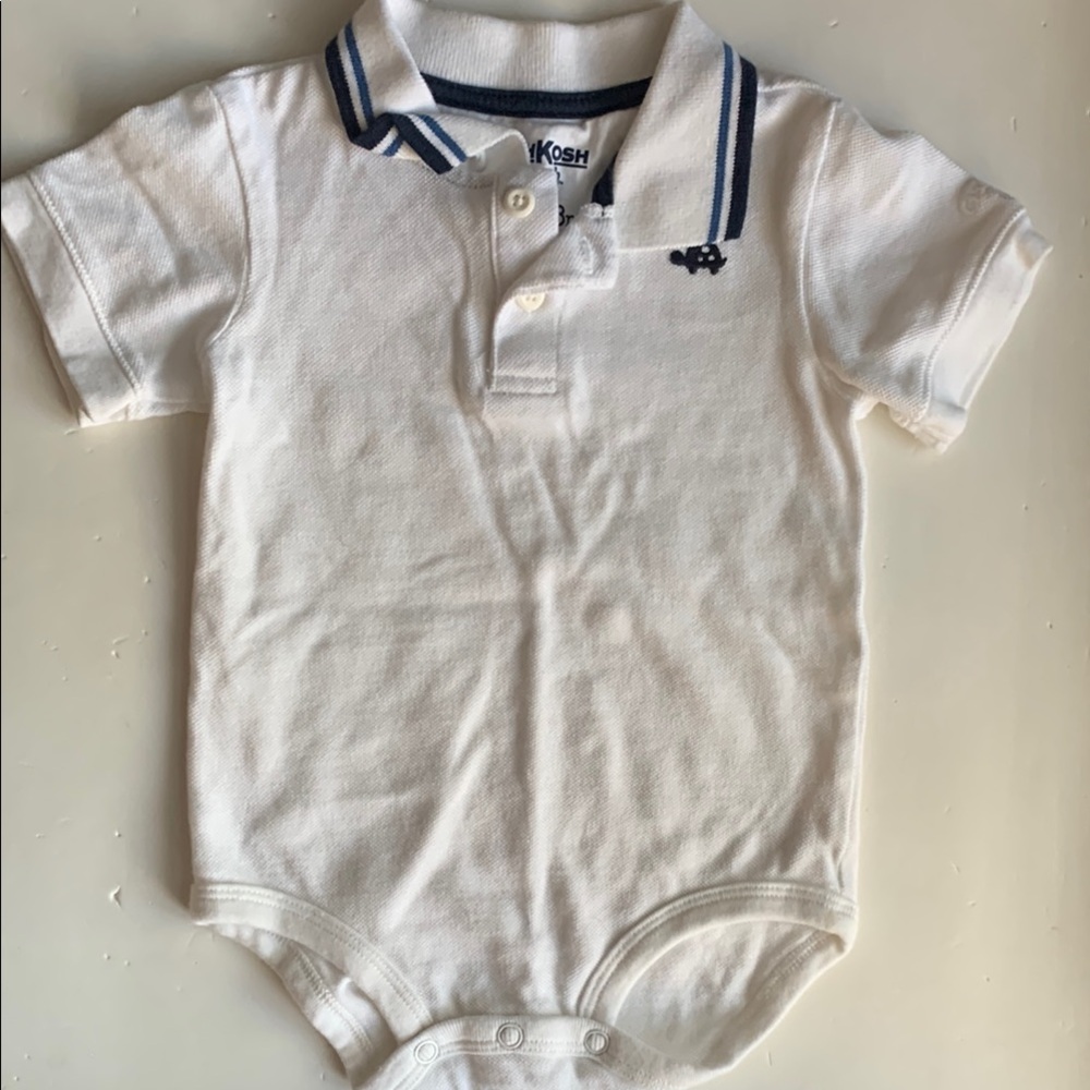 OshKosh B’gosh White Baby Boy Polo Onesie 18 Months